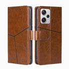 For Xiaomi Redmi Note 12 Pro+ China Geometric Stitching Horizontal Flip Leather Phone Case(Light Brown) - 1