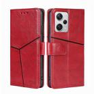 For Xiaomi Redmi Note 12 Pro+ China Geometric Stitching Horizontal Flip Leather Phone Case(Red) - 1