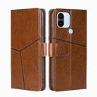 For Xiaomi Redmi A1+ 4G Geometric Stitching Horizontal Flip Leather Phone Case(Light Brown) - 1