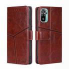 For Xiaomi Redmi Note 11 SE India / Poco M5S 4G Geometric Stitching Horizontal Flip Leather Phone Case(Dark Brown) - 1