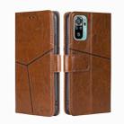 For Xiaomi Redmi Note 11 SE India / Poco M5S 4G Geometric Stitching Horizontal Flip Leather Phone Case(Light Brown) - 1
