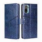 For Xiaomi Redmi Note 11 SE India / Poco M5S 4G Geometric Stitching Horizontal Flip Leather Phone Case(Blue) - 1
