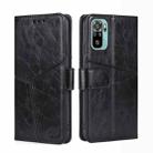 For Xiaomi Redmi Note 11 SE India / Poco M5S 4G Geometric Stitching Horizontal Flip Leather Phone Case(Black) - 1