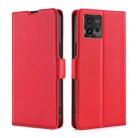 For Motorola Moto G72 4G Ultra-thin Voltage Side Buckle Horizontal Flip Leather Phone Case(Red) - 1