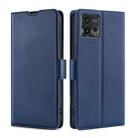 For Motorola Moto G72 4G Ultra-thin Voltage Side Buckle Horizontal Flip Leather Phone Case(Blue) - 1