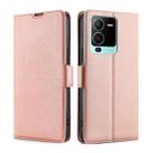 For vivo V25 Pro 5G Ultra-thin Voltage Side Buckle Horizontal Flip Leather Phone Case(Rose Gold) - 1
