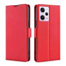 For Xiaomi Redmi Note 12 Pro 5G China Ultra-thin Voltage Side Buckle Horizontal Flip Leather Phone Case(Red) - 1