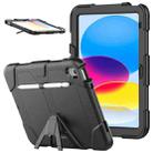 For iPad 10th Gen 10.9 2022 Rugged Silicone Hard PC Tablet Case with Holder(Black) - 1