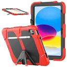 For iPad 10th Gen 10.9 2022 Rugged Silicone Hard PC Tablet Case with Holder(Red) - 1