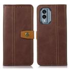 For Nokia X30 5G Stitching Thread Calf Texture Leather Phone Case(Coffee) - 1