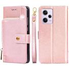 For Xiaomi Redmi Note 12 Pro 5G China Zipper Bag Leather Phone Case(Rose Gold) - 1