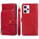 For Xiaomi Redmi Note 12 Pro 5G China Zipper Bag Leather Phone Case(Red) - 1