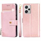 For Xiaomi Redmi Note 12 Pro+ China Zipper Bag Leather Phone Case(Rose Gold) - 1