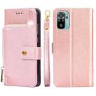 For Xiaomi Redmi Note 11 SE India / Poco M5S 4G Zipper Bag Leather Phone Case(Rose Gold) - 1