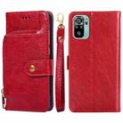 For Xiaomi Redmi Note 11 SE India / Poco M5S 4G Zipper Bag Leather Phone Case(Red) - 1