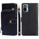 For Xiaomi Redmi Note 11 SE India / Poco M5S 4G Zipper Bag Leather Phone Case(Black) - 1