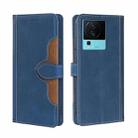 For vivo iQOO Neo7 Skin Feel Magnetic Buckle Leather Phone Case(Blue) - 1