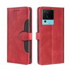 For vivo iQOO Neo7 Skin Feel Magnetic Buckle Leather Phone Case(Red) - 1