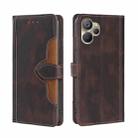 For Realme 9i 5G Global/10 5G Skin Feel Magnetic Buckle Leather Phone Case(Brown) - 1