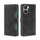 For Honor Play 40 Plus Skin Feel Magnetic Buckle Leather Phone Case(Black) - 1