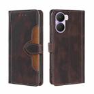 For Honor Play 40 Plus Skin Feel Magnetic Buckle Leather Phone Case(Brown) - 1