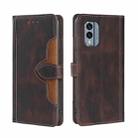 For Nokia X30 5G Skin Feel Magnetic Buckle Leather Phone Case(Brown) - 1