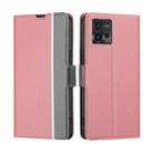 For Motorola Moto G72 4G Twill Texture Side Button Leather Phone Case(Pink) - 1