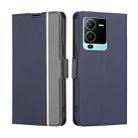 For vivo V25 Pro 5G Twill Texture Side Button Leather Phone Case(Blue) - 1