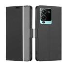 For vivo V25 Pro 5G Twill Texture Side Button Leather Phone Case(Black) - 1