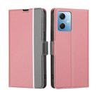 For Xiaomi Redmi Note 12 China Twill Texture Side Button Leather Phone Case(Pink) - 1