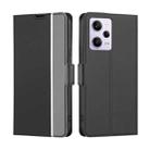 For Xiaomi Redmi Note 12 Pro 5G China Twill Texture Side Button Leather Phone Case(Black) - 1