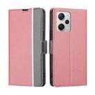 For Xiaomi Redmi Note 12 Pro+ China Twill Texture Side Button Leather Phone Case(Pink) - 1