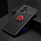 For Xiaomi Redmi Note 12 Pro+ China Metal Ring Holder 360 Degree Rotating TPU Phone Case(Black Red) - 1