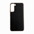 For Samsung Galaxy S22 5G Crocodile Texture Genuine Leather Electroplating Phone Case(Black) - 1