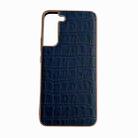 For Samsung Galaxy S21 5G Crocodile Texture Genuine Leather Electroplating Phone Case(Blue) - 1