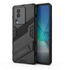 For vivo iQOO Neo7 Punk Armor 2 in 1 PC + TPU Phone Case with Invisible Holder(Black) - 1