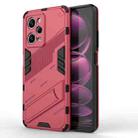 For Xiaomi Redmi Note 12 Pro 5G China / Note 12 Pro 5G Speed Punk Armor 2 in 1 PC + TPU Phone Case with Invisible Holder(Light Red) - 1