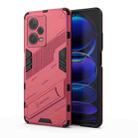 For Xiaomi Redmi Note 12 Pro+ China Punk Armor 2 in 1 PC + TPU Phone Case with Invisible Holder(Light Red) - 1