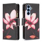 For Samsung Galaxy A54 5G Colored Drawing Pattern Zipper Leather Phone Case(Lotus) - 1