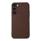 For Samsung Galaxy S23+ 5G Accurate Hole Carbon Fiber Texture PU Phone Case(Brown) - 1