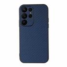 For Samsung Galaxy S23 Ultra 5G Accurate Hole Carbon Fiber Texture PU Phone Case(Blue) - 1