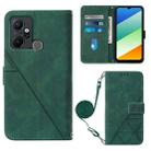 For Infinix Smart 6 Plus X6823 Crossbody 3D Embossed Flip Leather Phone Case(Dark Green) - 1