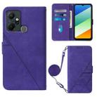 For Infinix Smart 6 Plus X6823 Crossbody 3D Embossed Flip Leather Phone Case(Purple) - 1