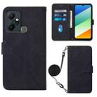 For Infinix Smart 6 Plus X6823 Crossbody 3D Embossed Flip Leather Phone Case(Black) - 1