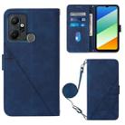 For Infinix Smart 6 Plus X6823 Crossbody 3D Embossed Flip Leather Phone Case(Blue) - 1