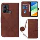 For Infinix Smart 6 Plus X6823 Crossbody 3D Embossed Flip Leather Phone Case(Brown) - 1