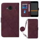 For Kyocera Qua Phone QX KYV42 Crossbody 3D Embossed Flip Leather Phone Case(Wine Red) - 1