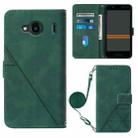 For Kyocera Qua Phone QX KYV42 Crossbody 3D Embossed Flip Leather Phone Case(Dark Green) - 1