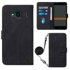 For Kyocera Qua Phone QX KYV42 Crossbody 3D Embossed Flip Leather Phone Case(Black) - 1