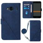 For Kyocera Qua Phone QX KYV42 Crossbody 3D Embossed Flip Leather Phone Case(Blue) - 1